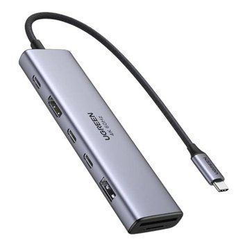 Многопортовый адаптер концентратор UGREEN CM511 USB C 7 в 1 HDMI, USB-A, USB-C и SD/TF Grey (45521) 45521 фото