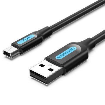 Кабель Vention COMBF, USB 2.0 Type-A &mdash; Mini-B, 480 Мбит/с, 2 А, 1 м, чёрный (COMBF) COMBF фото