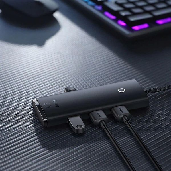 USB-хаб концентратор Baseus WKQX030001 Lite Series 4 порти USB-A - 4xUSB-A 3.0 0.25 м Black (WKQX030001) WKQX030001(2) фото