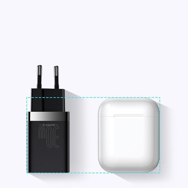 Сетевое зарядное устройство Baseus CCSUPP-E02 Super Si Pro USB / USB Type C 30W White (CCSUPP-E02) CCSUPP-E02 фото