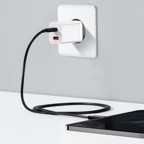 Сетевое зарядное устройство Baseus CCSUPP-E02 Super Si Pro USB / USB Type C 30W White (CCSUPP-E02) CCSUPP-E02 фото