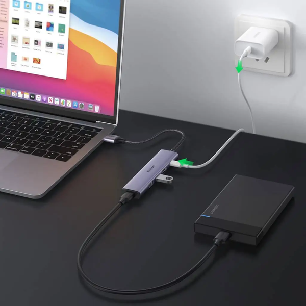 USB-хаб розгалужувач Ugreen CM473 HUB USB Type A - 4x USB 3.0 20cm Grey (20805) 20805 фото