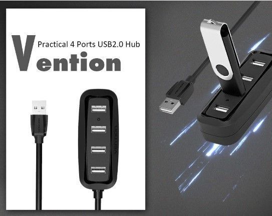 USB-хаб Vention USB 2.0 4 порти 1M Black (VAS-J43-B100) VAS-J43-B100 фото