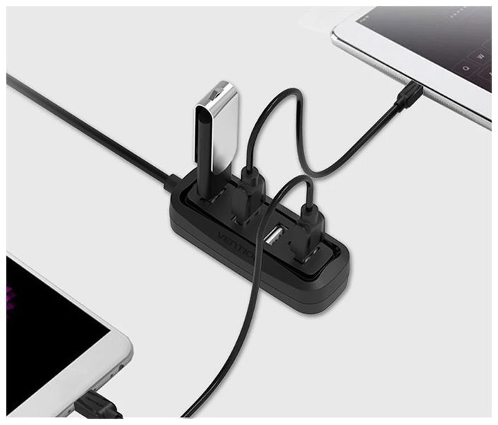 USB-хаб Vention USB 2.0 4 порти 1M Black (VAS-J43-B100) VAS-J43-B100 фото