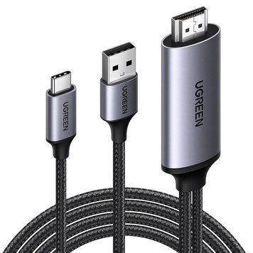 Кабель перехідник Ugreen CM773 HDMI to USB C 4K@60Hz 1080P@120Hz недвопрямований 2 м Grey (35984A) 35984A фото