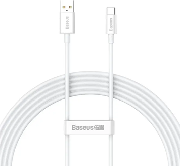 Кабель зарядный Baseus USB A - USB Type C CAYS001402 Superior 100W 5A 2 м White (CAYS001402) CAYS001402 фото