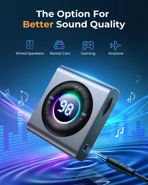 Bluetooth-адаптер JOYROOM JR-CB2 Bluetooth 5.3 приймач/передавач адаптер 3.5 мм Black (JR-CB2) JR-CB2 фото