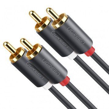 Аудіокабель UGREEN AV104 2 RCA to 2 RCA, 1,5 м, чорний (10517) 10517 фото