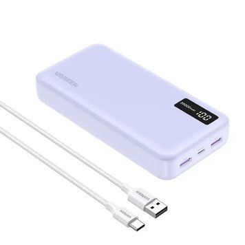 Зовнішній акумулятор повербанк UGREEN PB312 Power Bank, 20000 mAh 22.5 W Portable Charger USB C Input&Out Purple (65590B) 65590B фото