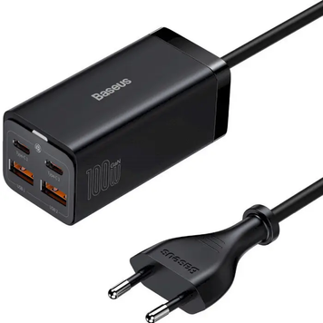 Зарядний пристрій Baseus CCGP000101 GaN3 Pro GaN 2 x USB Type C 2 x USB 100W з кабелем Black (CCGP000101) CCGP000101 фото