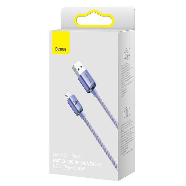 Кабель зарядний Baseus CAJY000505 USB Type A &mdash; USB Type C Crystal Shine Series 100 Вт 2 м Purple (CAJY000505) CAJY000505 фото
