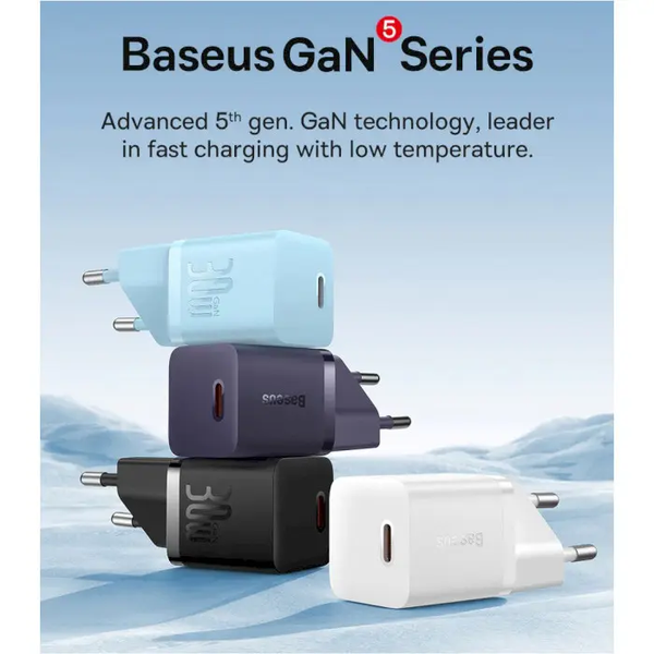 Сетевое зарядное устройство BASEUS CCGN070603 GaN5 Fast Charger Mini 1C 30W Blue (CCGN070603) CCGN070603 фото