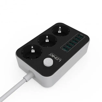 Сетевой фильтр-удлинитель LDNIO SE3631 3 розетки + 6 USB 1.6 м с LED-подсветкой Black (SE3631) SE3631 фото