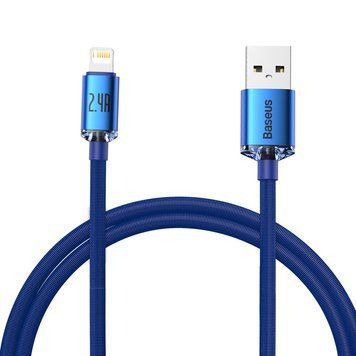 Кабель зарядний Baseus CAJY000003 Crystal Shine Series USB - Lightning для швидкого заряджання 2.4 А 1.2 м Blue (CAJY000003) CAJY000003 фото