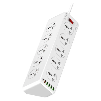 Сетевой фильтр-удлинитель LDNIO SC10610 10 розеток 2500W 6 USB QC 2 м White (SC10610) SC10610 фото