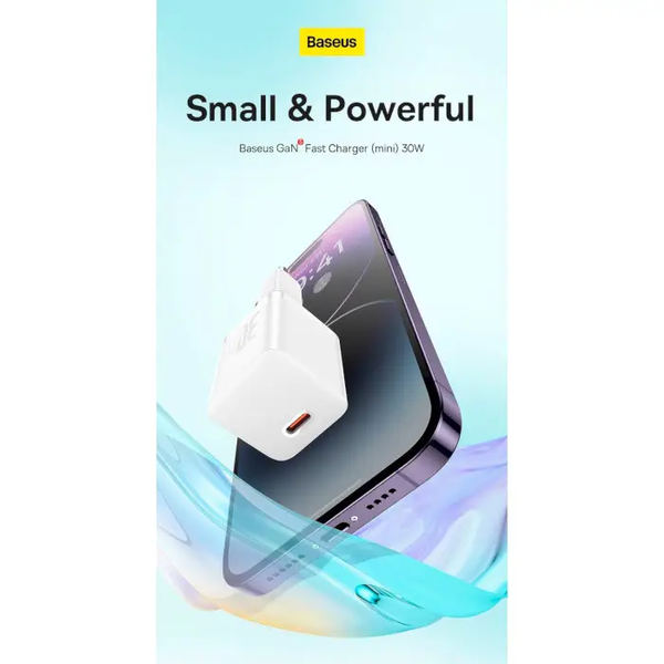 Сетевое зарядное устройство BASEUS  CCGN070502GaN5 Fast Charger Mini 1C 30W White (CCGN070502) CCGN070502 фото