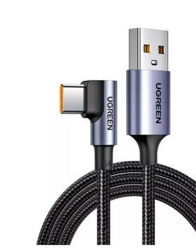 Кабель зарядний Ugreen US302 Type-A to Type-C 100W 6A кутовий 1 м Gray (60730) 60730 фото