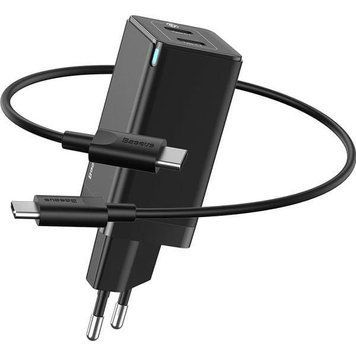 Мережевий заряд BASEUS GaN2 Mini Quick Charger C+C 45W Black w/USB-C to USB-C cable (CCGAN-M01) CCGAN-M01 фото