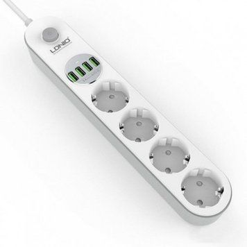 Сетевой фильтр-удлинитель LDNIO SE4432 4 розетки + 4 USB 2500 Вт 3.4A 2 м White (SE4432) SE4432 фото