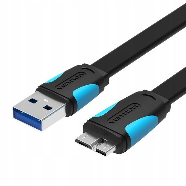 Дата кабель Vention VAS-A12-B050 USB 3.0 - Micro USB-B 10pin плоский 0.5м Black (VAS-A12-B050) VAS-A12-B050 фото