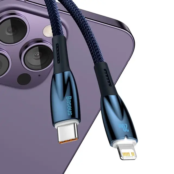 Кабель зарядный Baseus CADH000003 Type-C Lightning Glimmer Series Fast Charge 1 м Blue (CADH000003) CADH000003 фото