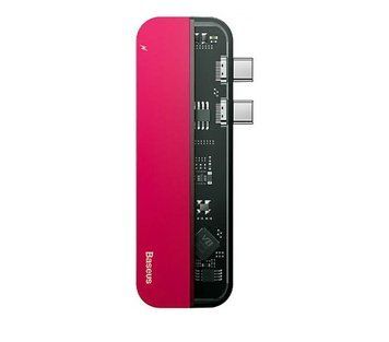 USB-хаб Baseus Transparent Series Dual Type-C Multifunctional HUB Adapter Red (CAHUB-TS09) CAHUB-TS09 фото