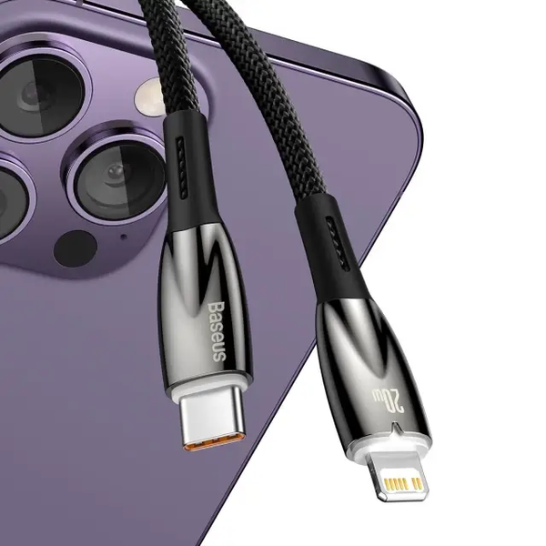 Кабель зарядный Baseus CADH000101 Type-C Lightning Glimmer Series Fast Charge 2 м Black (CADH000101) CADH000101 фото