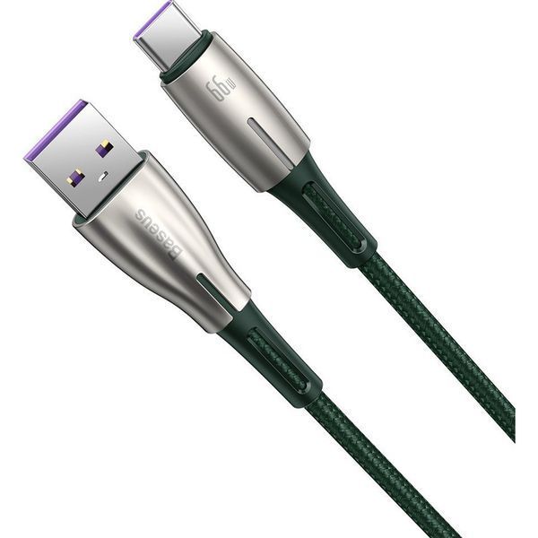 Кабель зарядний Baseus Water Drop-shaped Lamp 66W AM / Type-C 2m Green (CATSD-N06) CATSD-N06 фото