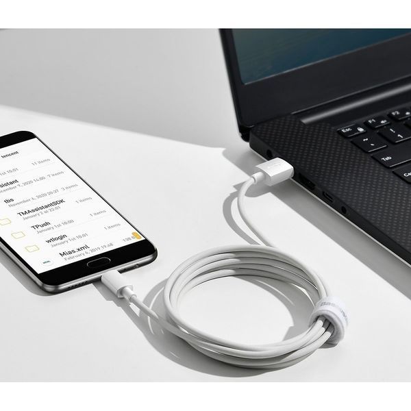 Кабель зарядний Micro USB Baseus TZCAMZJ-02 USB Cable to microUSB 2.1A 1.5 м White TZCAMZJ-02 фото