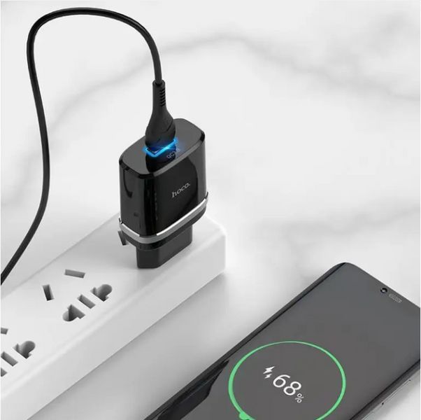 Мережевий зарядний пристрій Hoco Smart QC3.0 charger + кабель Type-C 1м Black (C12Q) [6931474716293] 6931474716293 фото