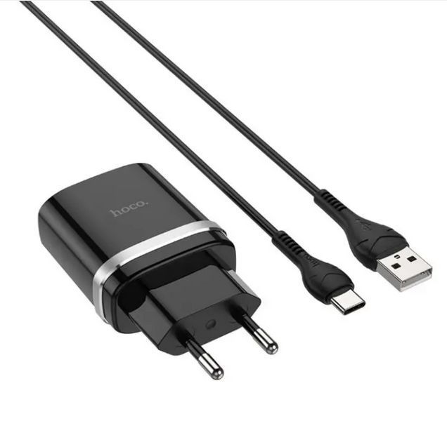 Мережевий зарядний пристрій Hoco Smart QC3.0 charger + кабель Type-C 1м Black (C12Q) [6931474716293] 6931474716293 фото