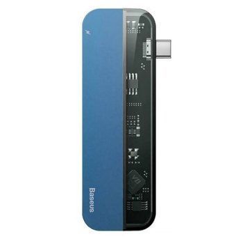 USB-хаб Baseus Transparent Series Type-C Multifunctional HUB Adapter Blue (CAHUB-TD03) CAHUB-TD03 фото