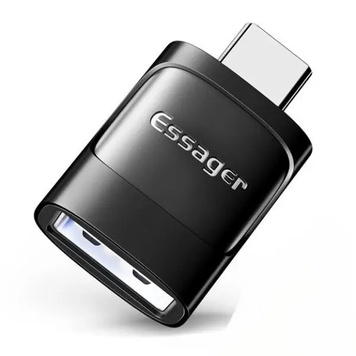Адаптер перехідник OTG ESSAGER EZJAC-XL01 USB Female to Type-C Male Black (EZJAC-XL01) EZJAC-XL01 фото