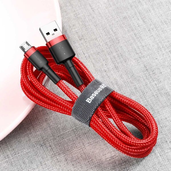 Кабель для зарядки Baseus CAMKLF-B09 Cafule Cable нейлоновый USB-micro USB QC3.0 2.4A 1M Red (CAMKLF-B09) CAMKLF-B09 фото
