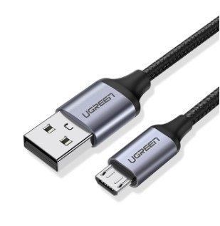 Кабель зарядный Ugreen Micro USB 2.0 5V2.4A 0.25M Black (US290) 60144 фото