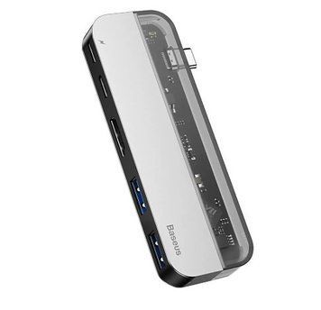 USB-хаб Baseus Transparent Series Type-C Multifunctional HUB Adapter Deep gray (CAHUB-TD0G) CAHUB-TD0G фото