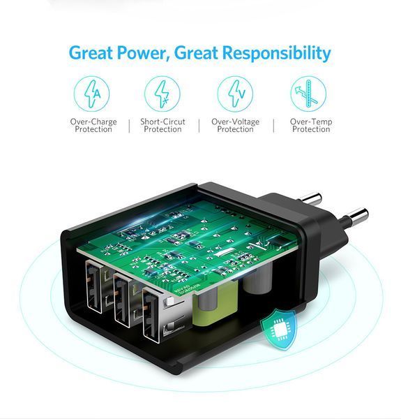Зарядное устройство Ugreen 5V3.1A универсальное USB на 3 порта (50816) 50816 фото