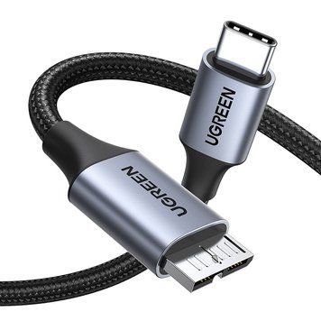 Дата кабель UGREEN US565 Micro B to USB C Hard Drive Cables 10 Gbps 1 м Black (15232) 15232 фото