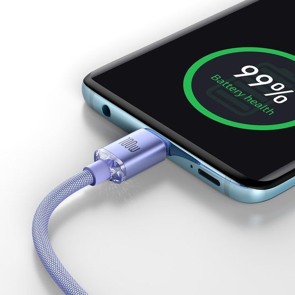 Кабель зарядный Baseus CAJY000705 USB Type-C to Type-C USB C Crystal Shine Series 100 Вт 2 м Purple (CAJY000705) CAJY000705 фото