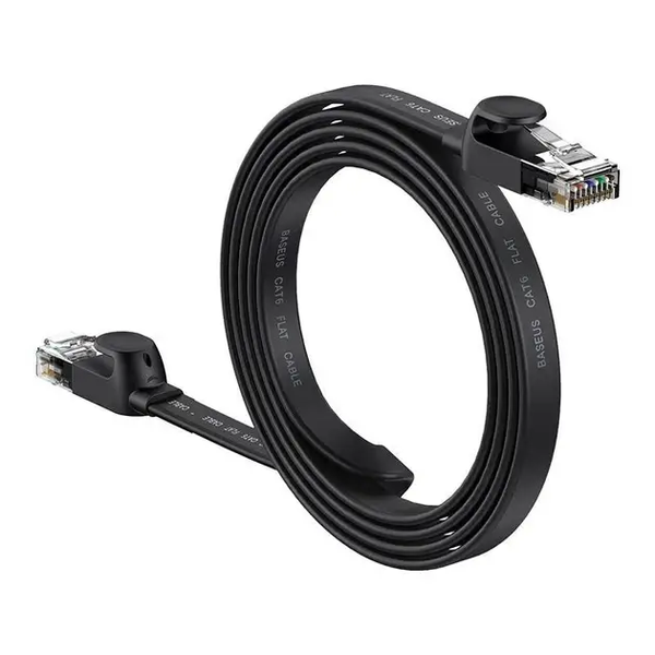 Патч-корд Baseus WKJS000101 мережевий кабель 10 Гбіт/с Ethernet RJ45 Cat 6 плоский 2 м Black (WKJS000101) WKJS000101 фото