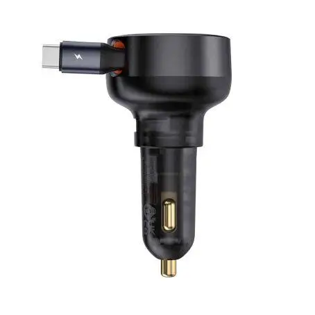 Автомобільний зарядний пристрій Baseus CCTXP-UL Enjoyment Pro U+Retractable iPhone Cable 55 W Black (C00057801111-00) C00057801111-00 фото