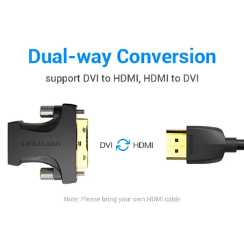 Адаптер переходник Vention AILB0 HDMI-DVI-D DVI 24+1-HDMI 1.4 1080P 60Hz Black (AILB0) AILB0 фото