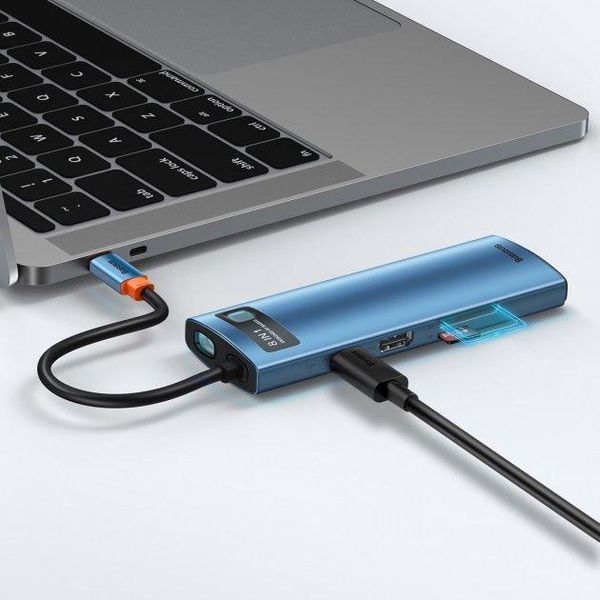 USB-хаб концентратор Baseus Metal Gleam Series 8-in-1 Type-C Blue (WKWG000103) WKWG000103 фото