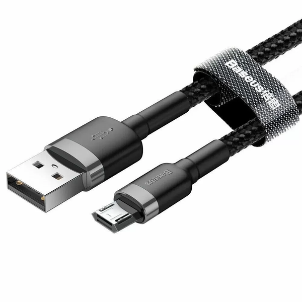 Кабель зарядний Micro USB Baseus CAMKLF-HG1 USB Cable to microUSB 2A Cafule 3 м Gray/Black (CAMKLF-HG1) CAMKLF-HG1 фото