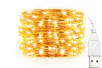 Світлодіодна Led гірлянда USB PDQ із дроту 20m USB +1m gift Warm White (PDQ-WW-20) PDQ-WW-20 фото