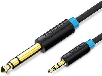 Кабель аудіо Vention BABBF minijack 3.5мм - Jack 6.35мм 1.м Black (BABBF) BABBF фото