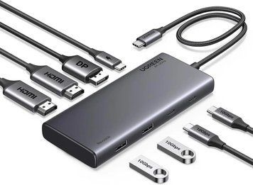 USB-Хаб UGREEN CM639 Type-C 4K Triple Display USB C Hub with 2 HDMI, DP, 2 USB A&C 3.2 Ports, 100W PD Grey (35625) 35625 фото
