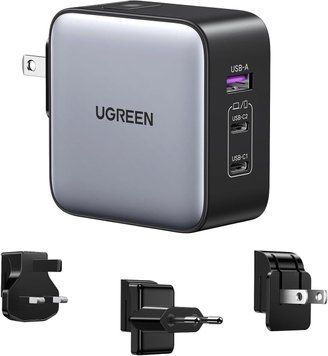 Зарядное устройство сетевое Ugreen CD296 Nexode 65W с 3 портами Travel Charger US/UK/EU Plug Grey (90409) 90409 фото