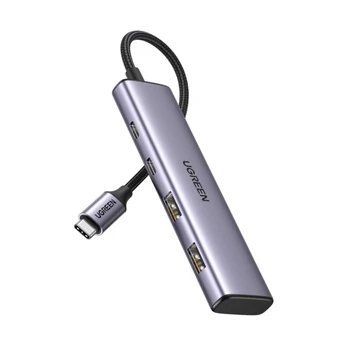 USB-хаб разветвитель Ugreen CM473 HUB USB-C to 2xUSB 3.0 + 2xUSB-C Gray (15395) 15395 фото