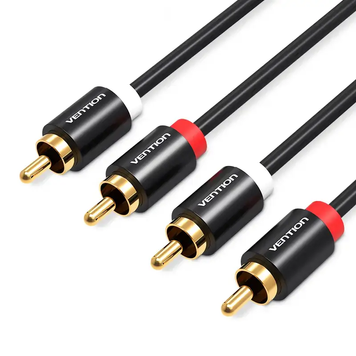 Мультимедійний кабель Vention 2RCA to 2RCA Audio Cable тюльпани 2 м Black (VAB-R06-B200) VAB-R06-B200 фото